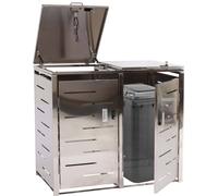 habillage pour 2 poubelles HWC-E83, abri pour poubelles Couverture pour poubelles, extensible 103x115x63cm ~ acier inoxydable 38kg