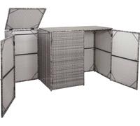 habillage pour 3 poubelles HWC-E25, abri pour poubelles, couverture pour poubelles, poly rotin 3x120l ~ gris