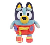Habille et Joue avec bébé Bluey, Travaille ta motricité Fine en habillant bébé Bluey, Peluche Douce de 25,4 cm avec Boutons, Fermeture à glissière, Boucle et Lacets