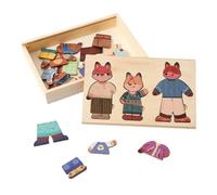 Habiller la famille - Habiller Jeu Design Animal | Puzzles pour , apprenez à assortir les jouets et à trier les vêtements Puzzle sur table en bois pour faire semblant de jouer en e