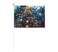 Habillez le beau sapin de Noël - Petits drapeaux sur bâtons - Durable - 14 x 21 cm - Mini drapeaux pour cour, jardin et décoration extérieure - Lot de 6 et 12