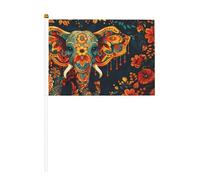 Habillez un beau éléphant petits drapeaux sur bâtons - Durable 14 x 21 cm Mini drapeaux pour cour, jardin et décoration extérieure, lot de 6 et 12