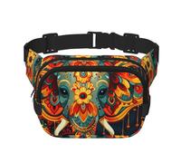 Habillez un beau sac banane carré double couche éléphant avec bandoulière réglable - sac banane de voyage - parfait pour les sports de plein air, noir, One Size