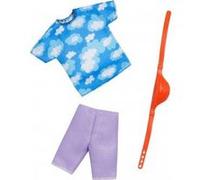 Habit Barbie - Tenue Ken : Short Violet Et T-Shirt Bleu Avec Sac Banane - Set Vetement Poupee Et Mini-Poupee Et 1 Carte Offerte