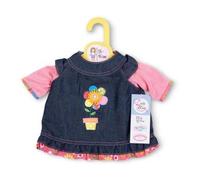 Habit poupée : Robe Jeans avec Une Fleur 38 à 46 cm - Vetement pour Baby Born - Set Tenue Poupon avec 1 Carte