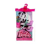 Habit pour Barbie - Jupe Rose et Noir + Top + Bottes et 1 Accessoire - Set vêtement Poupee et Mini-Poupee avec 1 Carte Animal