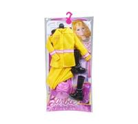 Habit pour Barbie Tenue de Pompier Jaune - poupée et Mini-poupée métier - Set vêtement poupée Mannequin + Carte Animal
