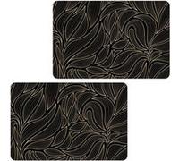 Habitable - Lot de 2 sets de table motif feuillage avec encre métallique COSMO - 30 x 45 cm - Or et noir - Cosmo Noir G