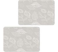 Habitable - Lot de 2 sets de table motifs feuillage ROMIE - 28 x 43 cm - Beige et blanc - Romie G