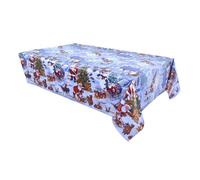 Habitable - Nappe en toile cirée rectangulaire NEIGE - 140 x 250 cm - Bleu