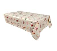 Habitable - Nappe en toile cirée rectangulaire SANTA CLAUS - 140 x 250 cm - Ecru