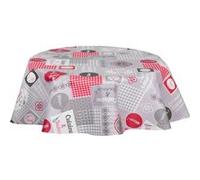 Habitable - Nappe en toile cirée ronde motif cuisine MIAM - Diam. 150 cm - Miam Gris G