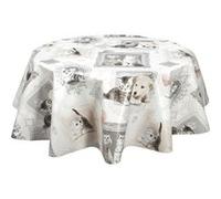 Habitable - Nappe en toile cirée ronde motifs chatons MIMI - Diam. 150 cm - Mimi Gris G