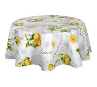 Habitable - Nappe en toile cirée ronde motifs citron CITE - Diam. 150 cm
