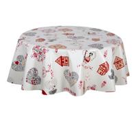 Habitable - Nappe en toile cirée ronde motifs cœur ALSACE - Diam. 135 cm
