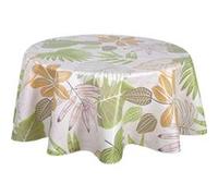 Habitable - Nappe en toile cirée ronde motifs jungle MALLORCA - Diam. 135 cm - Beige - Mallorca Beige G
