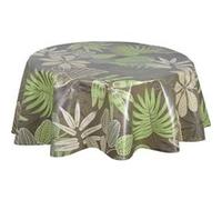 Habitable - Nappe en toile cirée ronde motifs jungle MALLORCA - Diam. 135 cm - Kaki - Mallorca Vert G