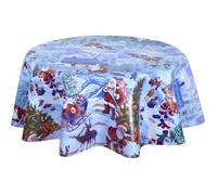Habitable - Nappe en toile cirée ronde NEIGE - Diam. 135 cm - Bleu