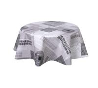 Habitable - Nappe en toile cirée ronde Run - Diam. 135 cm - Gris