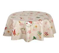 Habitable - Nappe en toile cirée ronde SANTA CLAUS - Diam. 135 cm - Ecru - SANTA CLAUS Beige G