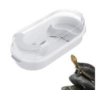Habitat Bureau transparent pour reptiles avec rampe de bronzage/zone d'alimentation | Aquarium pour tortues, réservoir multi-zones pour tortues, bébé, galapagos, crabes ermitage
