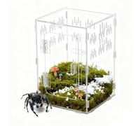 Habitat D'araignées Sauteuses,Boîte en Acrylique Transparent pour Habitat avec Zone Caverne - Terrarium pour Reptiles - Convient pour Tortues, Dragons Barbus, Serpents, Tortues, Geckos, Bernard, Rept