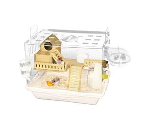 Habitat de Hamster Clair - Cage Transparente d'observation des Animaux, Cage à Hamster en Acrylique, boîte d'élevage d'ours doré, cabane de Construction de Type Palette, Villa à Deux étages