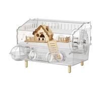 Habitat de vie des hamsters nains : cage d'observation à deux étages en acrylique transparent, maison de course ventilée sûre, design moderne, animaux de compagnie pour l'élevage de jardins intérieurs