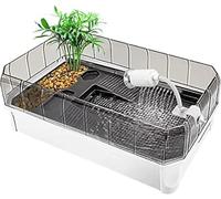 Habitat des Tortues Aquarium De Réservoir De Tortues, Eau Facile à Changer, Réservoir D’Aquarium De Reptiles De Lac avec des Plantes De Plate-Forme, Empêcher, White, L