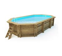 Piscine bois "" Brazilia 145 "" 5.86 x 3.86 x 1.44 m - Bâche à bulles 180 µ - Bâche hiver 280 g/m²