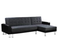 Habitat et Jardin - Canapé d'angle Convertible et Réversible Theo 4 Places Noir et Gris - Canapé Lit Design Moderne en Tissu - Grand Canapé Familial Résistant