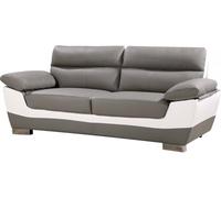 Habitat et Jardin - Canapé Droit en Cuir Reconstitué et PVC Dallas 2 Places Blanc et Gris - Canapé Fixe Design Moderne - Longeur 210 cm