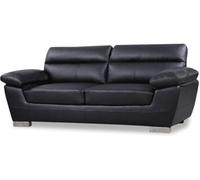 Habitat et Jardin - Canapé Droit en Cuir Reconstitué et PVC Dallas 2 Places Noir - Canapé Fixe Design Moderne - Longeur 210 cm