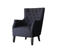 Habitat et Jardin - Fauteuil Scandinave en Tissu Duchesse Noir - Confortable et Design de Luxe