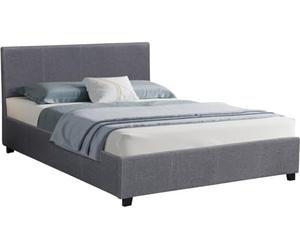 Habitat et Jardin - Lit Double Carla en Simili Gris avec Coffre Rangements 180 x 200 cm | Cadre de Lit 2 Places Design | Sommier à Lattes et Tête de Lit Inclus