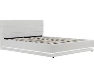Habitat et Jardin - Lit Double LED Anastasia en Simili Blanc avec Coffre Rangements 140 x 190 cm | Cadre de Lit 2 Places Design | Sommier à Lattes et Tête de Lit Inclus