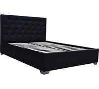 Habitat et Jardin - Lit Double Tino en Simili Noir avec Coffre Rangements 180 x 200 cm | Cadre de Lit 2 Places Design | Sommier à Lattes et Tête de Lit Inclus