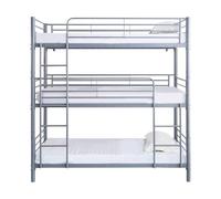 Lit Superposé En Métal Triple "Havin" - 90 X 190 Cm - Gris