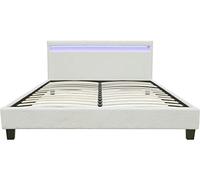 Habitat et Jardin Lit Tissu Bouclette avec LED Maria 140x190cm - Crème