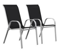 Habitat et Jardin - Lot de 2 Fauteuils de Jardin en Textilène et Acier Noir - Cordoba|Phoenix - Chaises de Jardin avec Accoudoirs - Chaises de Maison Solides et Légères