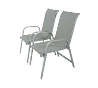 Habitat et Jardin - Fauteuils de jardin Porto Phoenix - Alu/Textilène gris clair - Lot de 2