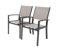 Habitat et Jardin – Fauteuil jardin Tropic Phoenix – Alu/Textilène Taupe – Lot de 2