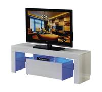 Habitat et Jardin Meuble TV LED Borda 130 x 34 x 45 cm Blanc laqué