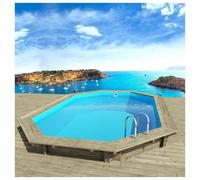 Piscine bois " Miami " - 4.86 x 3.36 x 1.20 m + Mini pompe à chaleur 3.5kW - Métal - Gris