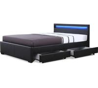 Habitat et Jardin – Lit Nico LED avec 4 tiroirs 140 × 190 cm Noir
