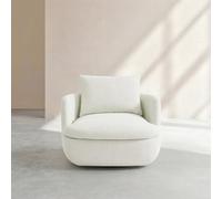 Habitat - Fauteuil pivotant en Tissu Bouclette Garni de Plumes - Ivoire Monza