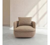 Habitat - Fauteuil pivotant en Tissu Bouclette Garni de Plumes - Moka Monza