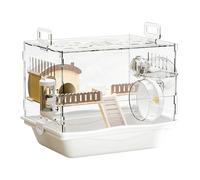 Habitat Hamster | Maison Transparente À 2 Étages | Cage Gerbille avec Roue De Course, Bouteille d'eau Et Bol À Nourriture | pour Gerbilles, Souris, Chinchillas, Petits Animaux, Repos Et Jeu