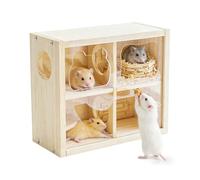 Habitat Pour Hamster - Cabine en Bois à Chambres Multiples d'Enrichissement | Maison Pour Hamster Nain Et Souris | Pour Petits Animaux Lapin Chinchilla Hérisson Sugar Glider Maison
