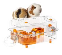Habitat pour hamster - Habitat pour petits animaux | Literie pour hamster | Abri pour oiseaux | Habitat décoratif transparent avec distributeur et roue pour cacher le lapin jouant au chinchilla, se